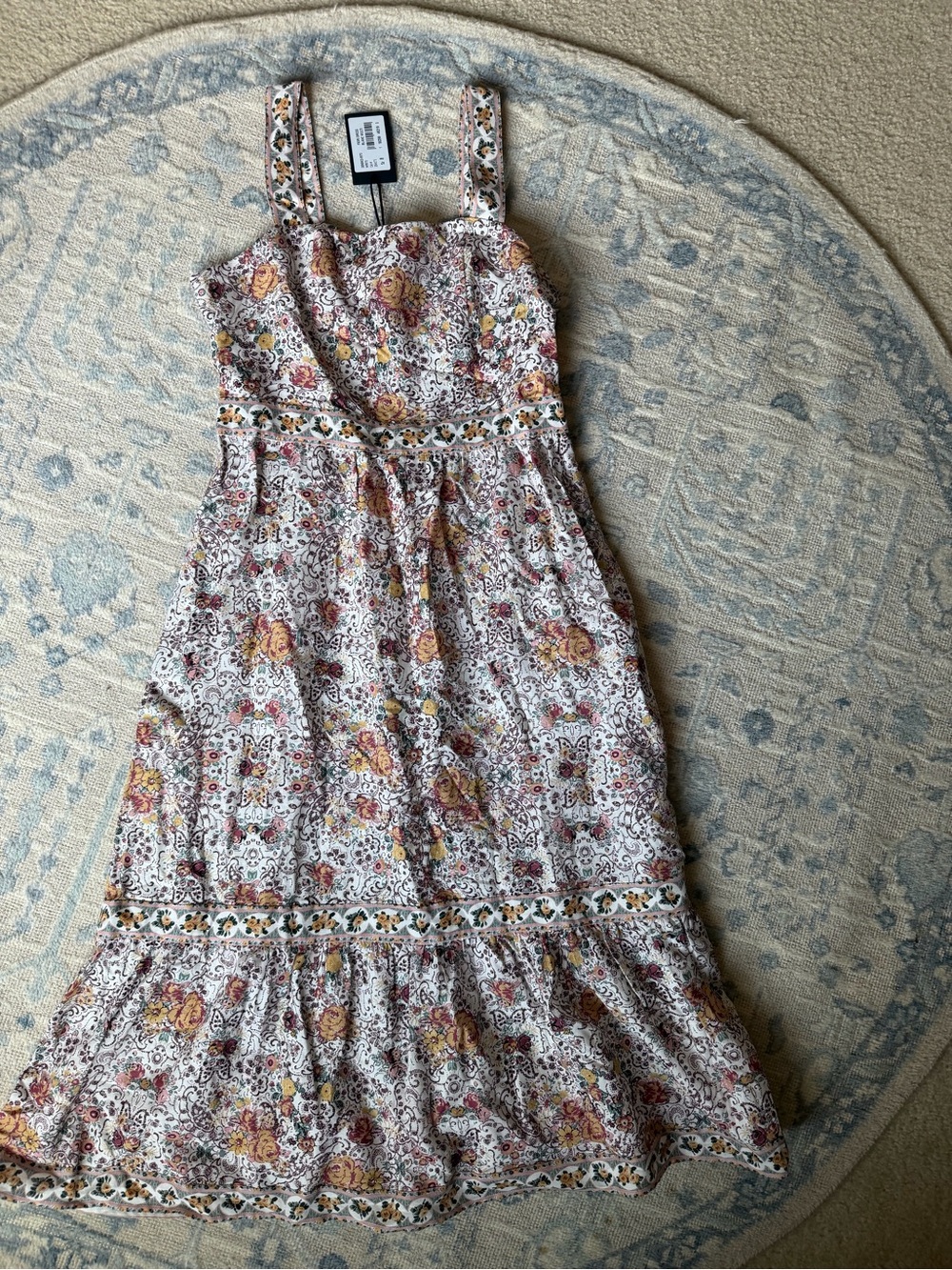 PAIGE Floral Maxi Dress in White with Yellow and Pink Accents